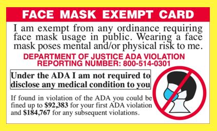face mask exempt card trimmed